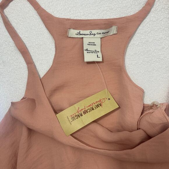 American Rag Racer Back Ruffle 2-tier Pink Blush Top women sz L - Picture 6 of 6
